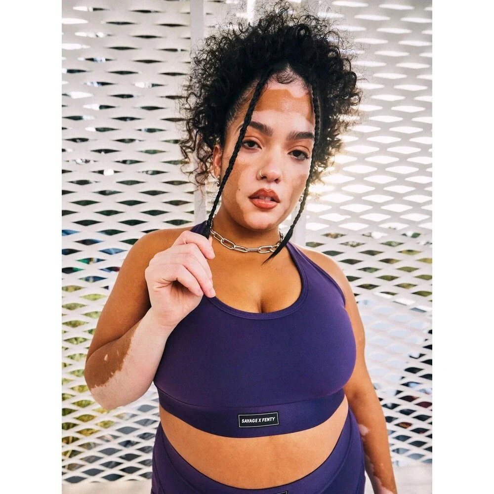 Savage X Fenty Lineup Low Impact Sports Bra Plus Sz 2X Punk Purple Crop Top New